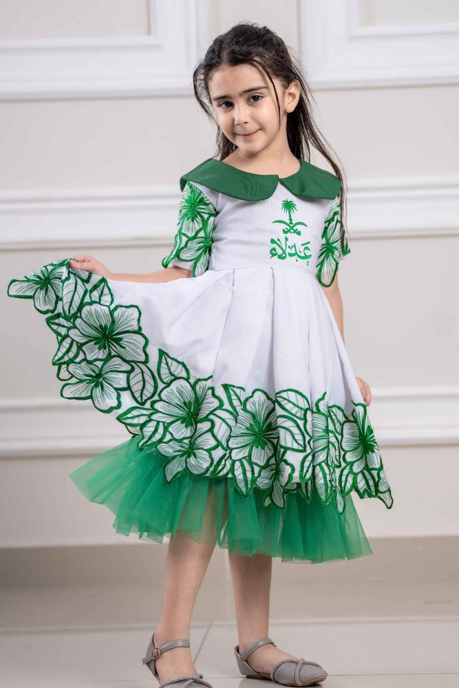 فستان اليوم الوطني ناعم بسيفين ونخلة